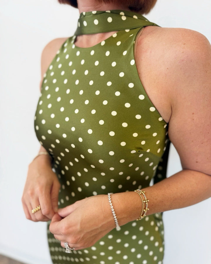 Steve Madden Jaiden Halter High Neck Polka Dot Maxi Dressmaxi dress