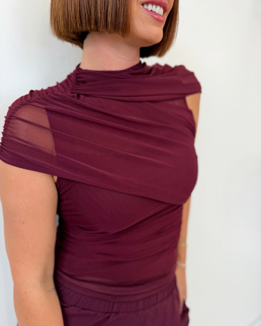 Steve Madden Kerry Mesh Topshort sleeve top
