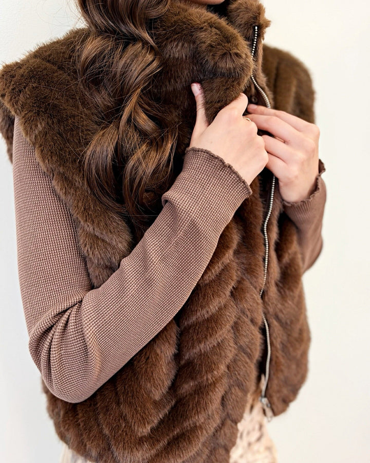 Steve Madden Luxie Sleeveless Faux Fur Vestfur vest