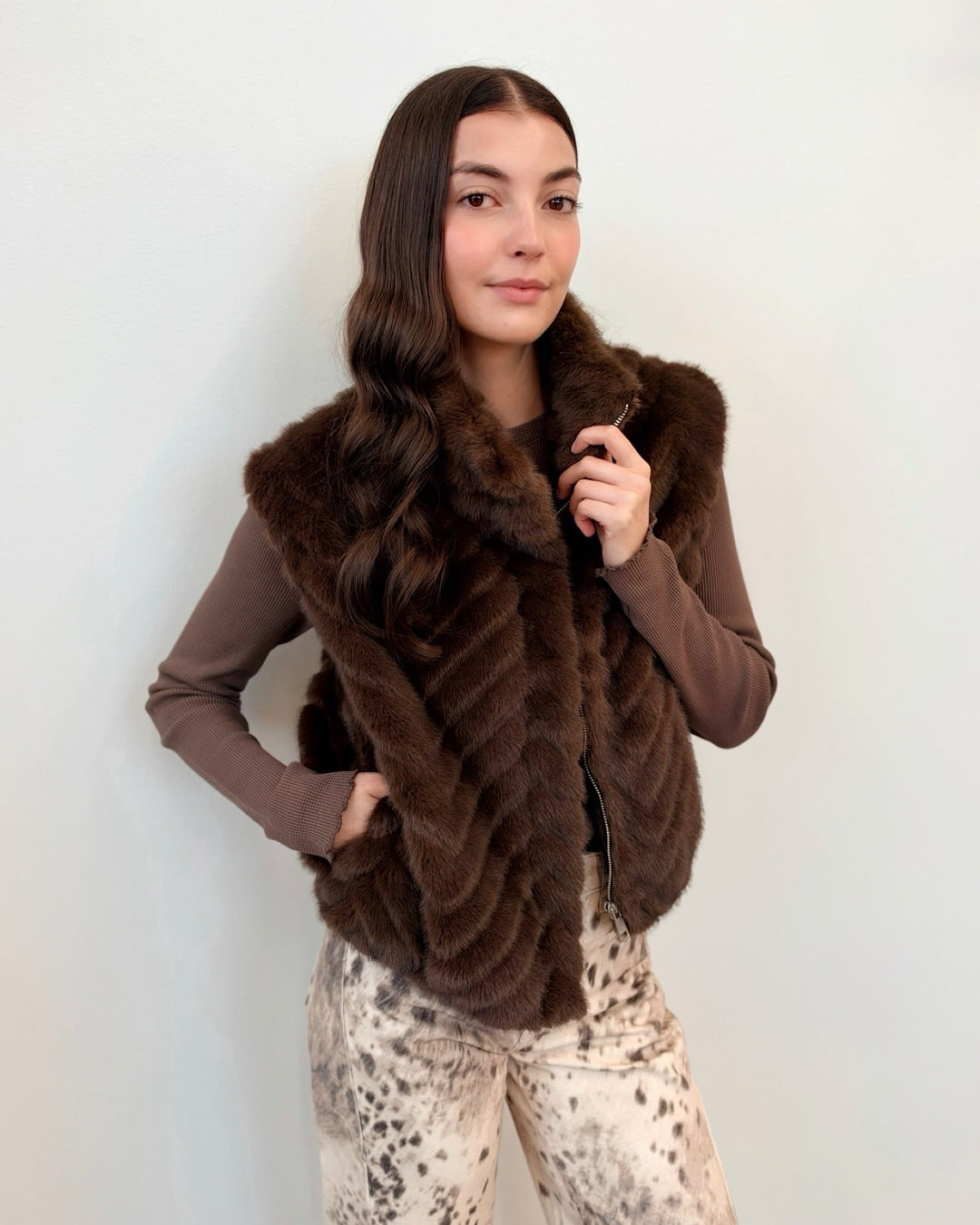 Steve Madden Luxie Sleeveless Faux Fur Vestfur vest