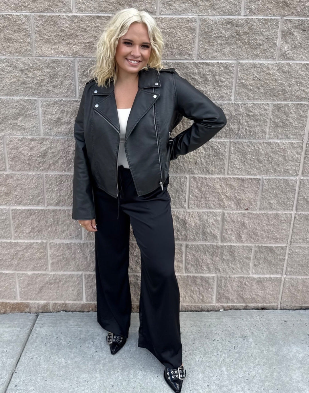 Stevie Faux Leather Moto JacketLEATHER JACKET