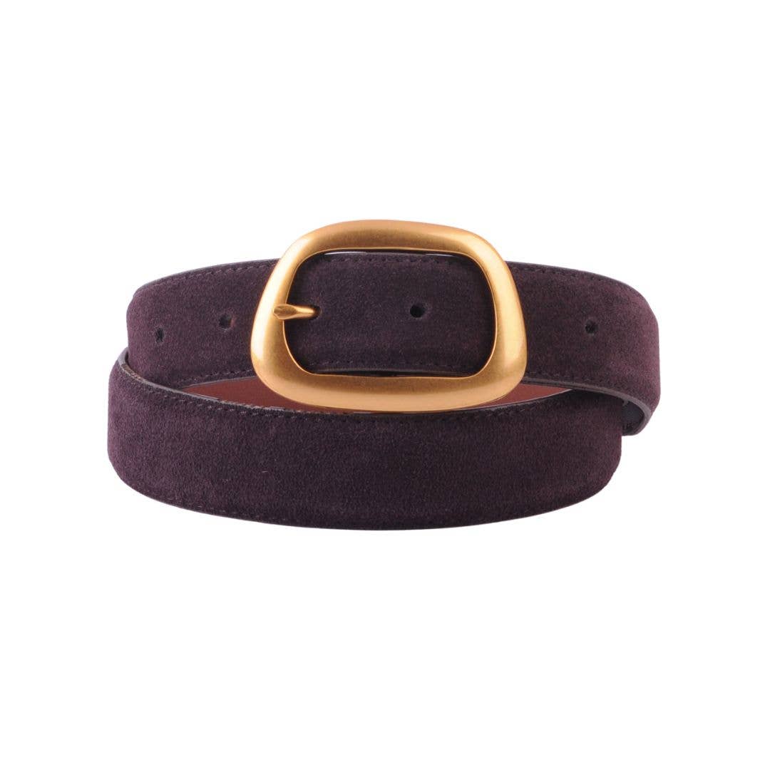 Suede Belt with Asymmetrical Buckle: Caramel5270 - CARAMEL - S - 1