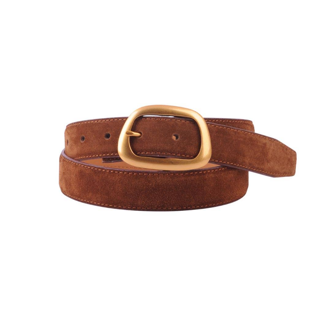 Suede Belt with Asymmetrical Buckle: Caramel5270 - CARAMEL - S - 1