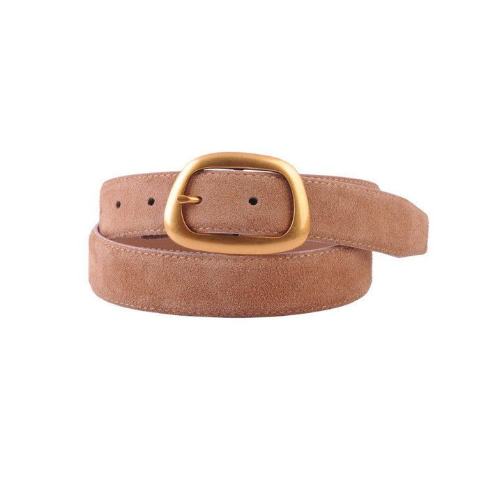 Suede Belt with Asymmetrical Buckle: Caramel5270 - CARAMEL - S - 1