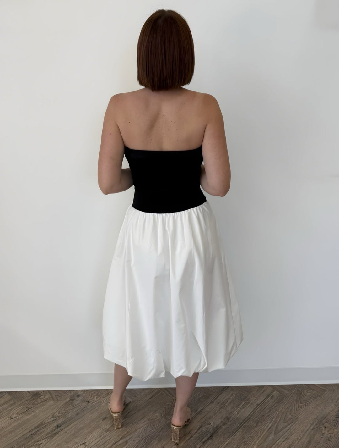 Sutton Strapless Midi Dress with Bubble HemDress