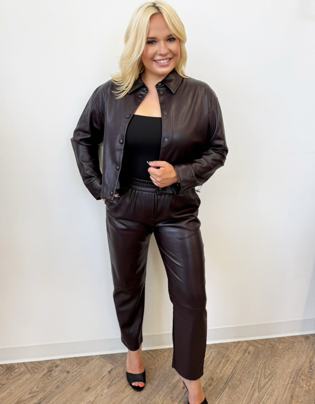 Sylis Faux Leather Bowed Pull on PantPant