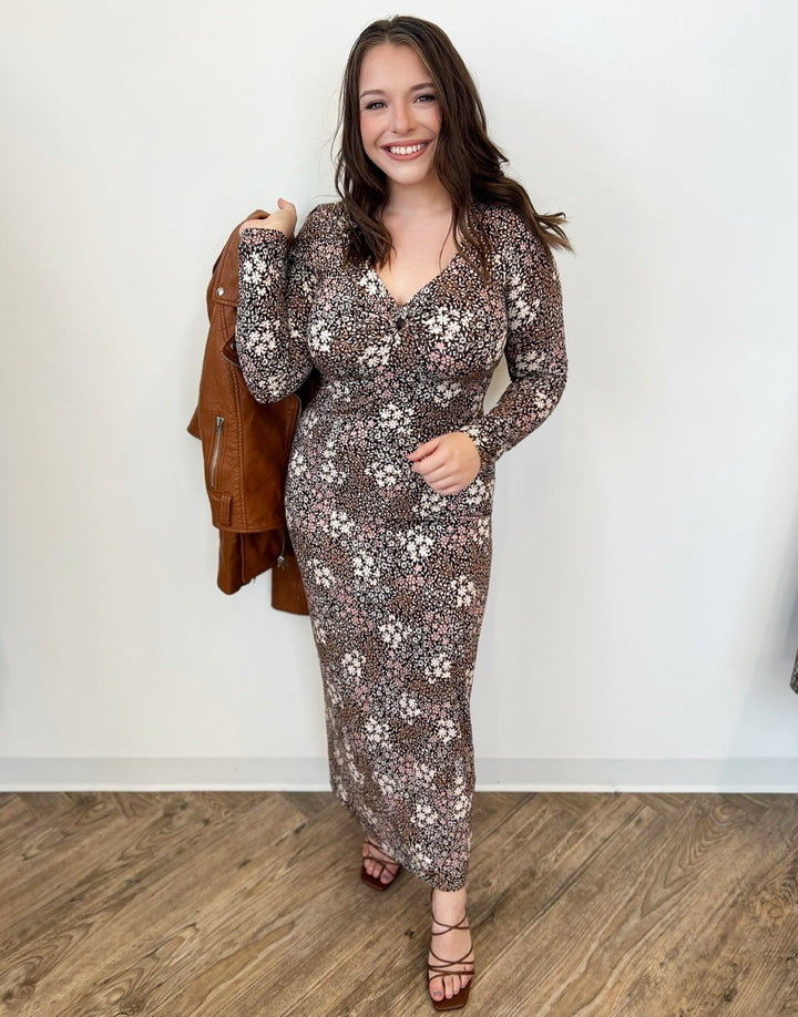 Tatianna Long Sleeve Floral Midi DressDress