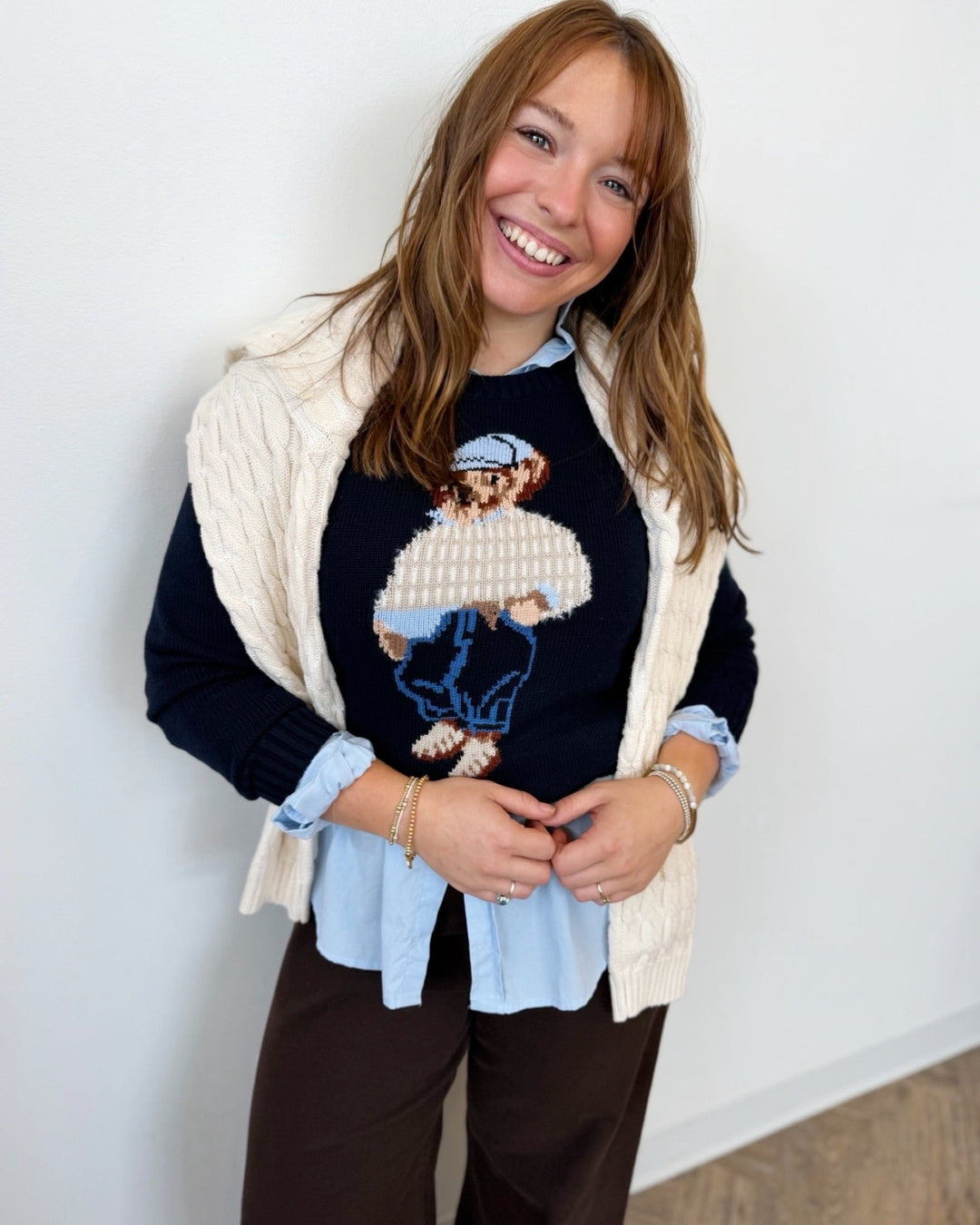 Teddy Bear Knit Sweaterlong sleeve knitX0725