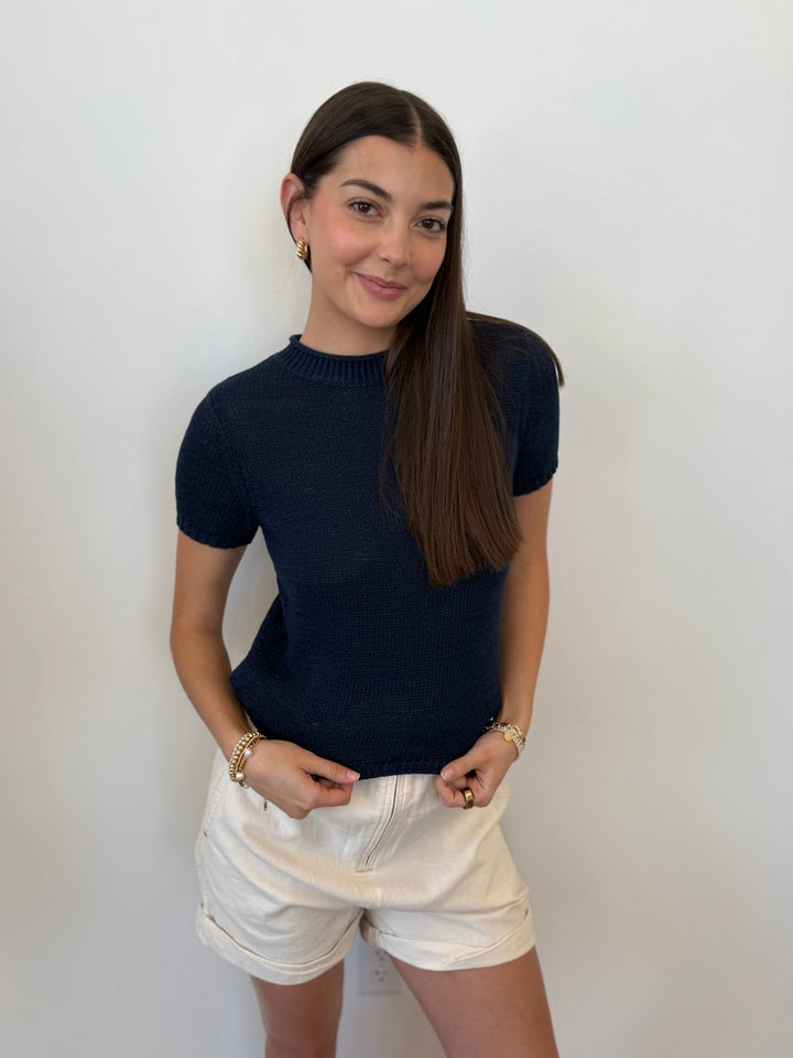 Terri Roll Edge Short Sleeve Sweatershort sleeve knit