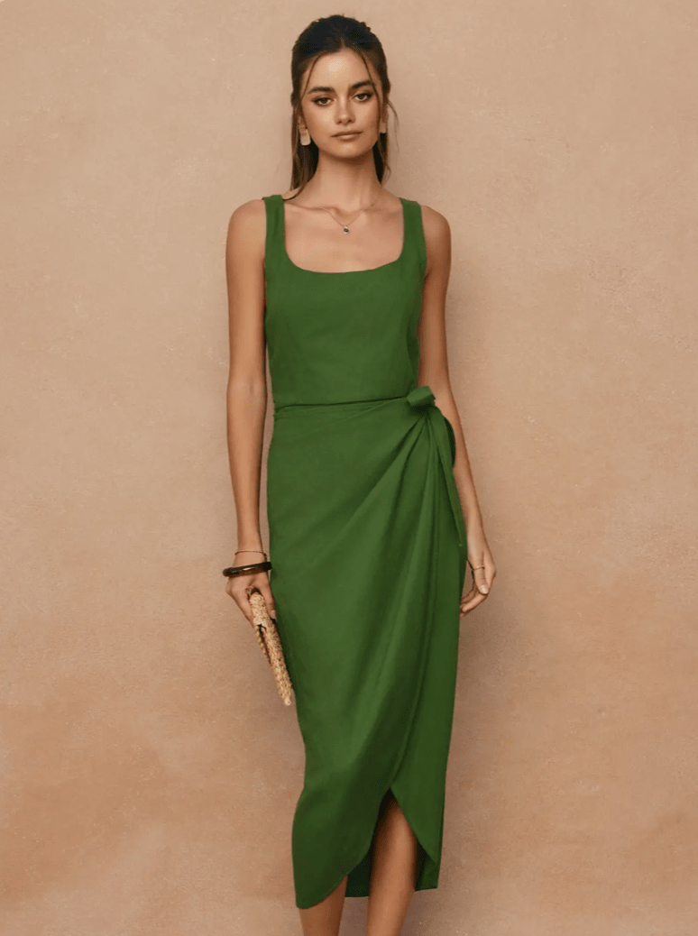 Tiffany Tulip Hem Midi Wrap DressDress