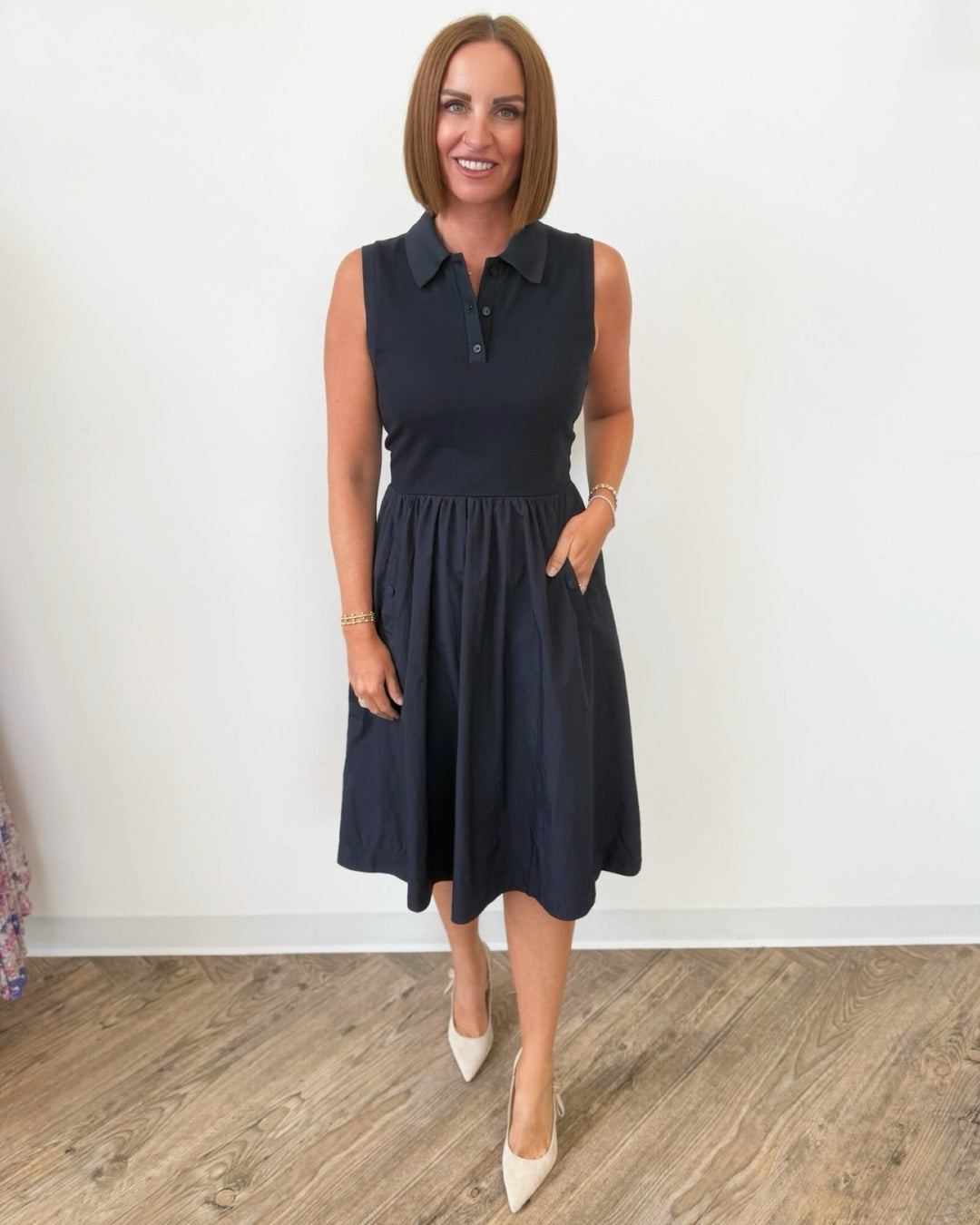 Townes Mixed Media Midi Dress The TLB Boutique Townes Mixed Media Midi Dress The TLB Boutique