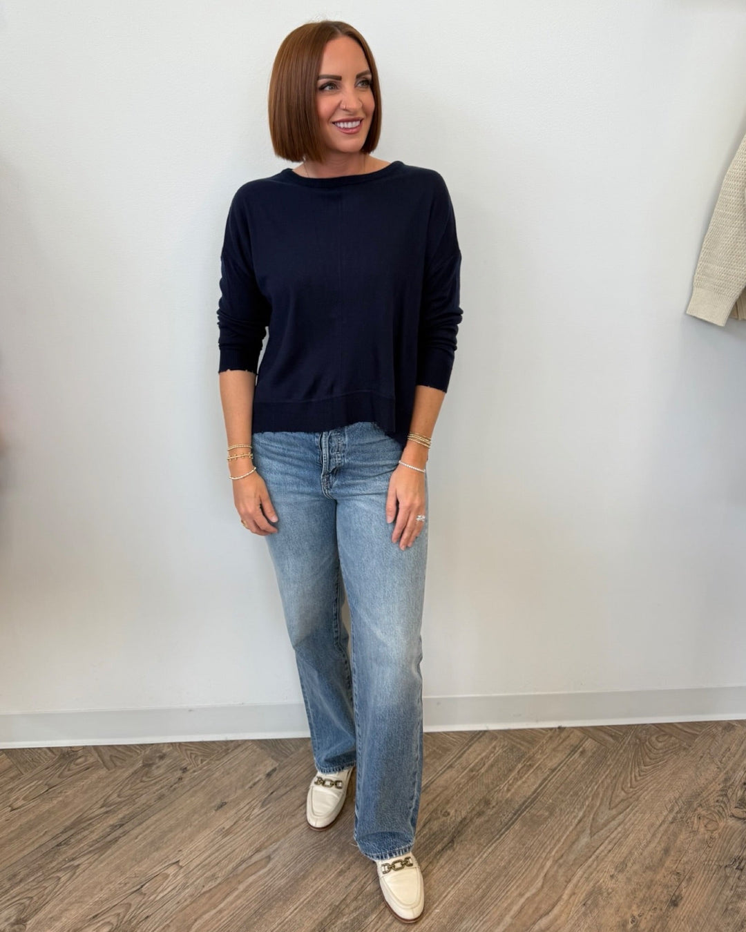 Trinity Long Sleeve Knit with Distressed Hem
