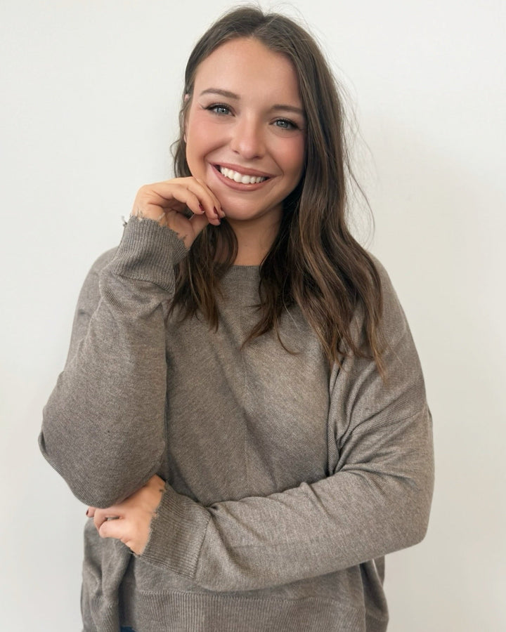 Trinity Long Sleeve Knit with Distressed Hem