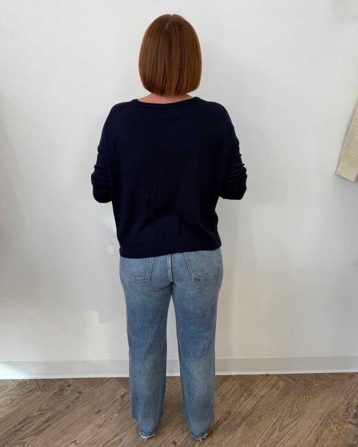 Trinity Long Sleeve Knit with Distressed Hem