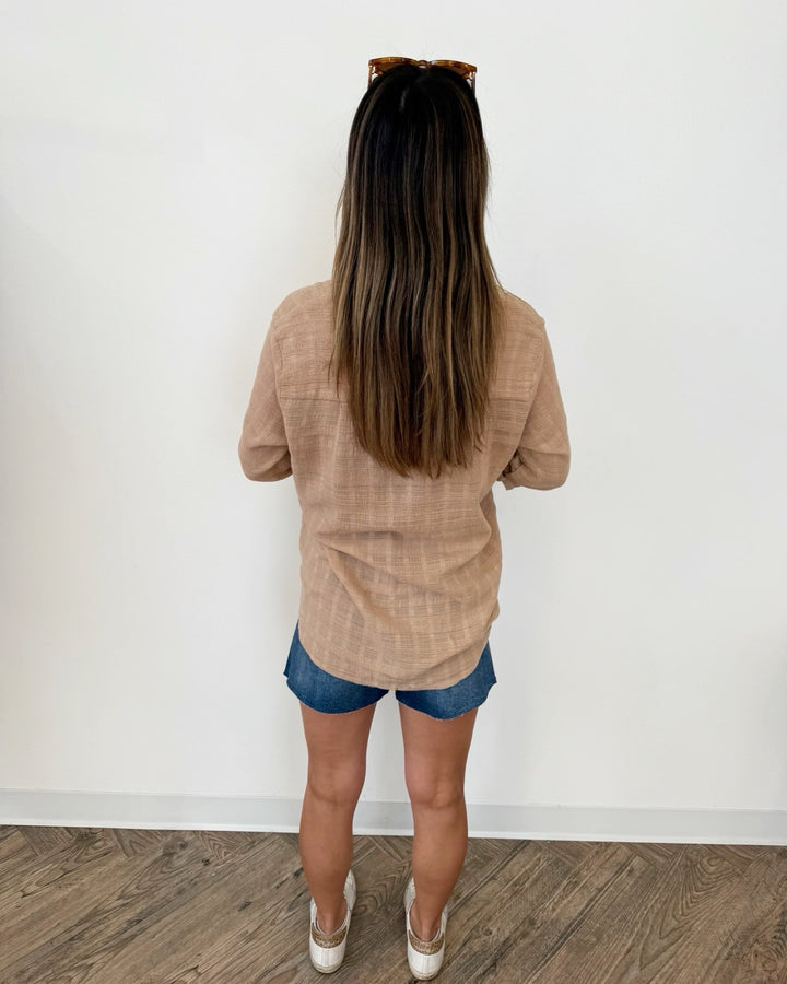 Tristan Cotton Crepe Button Down Shirtbutton down shirt