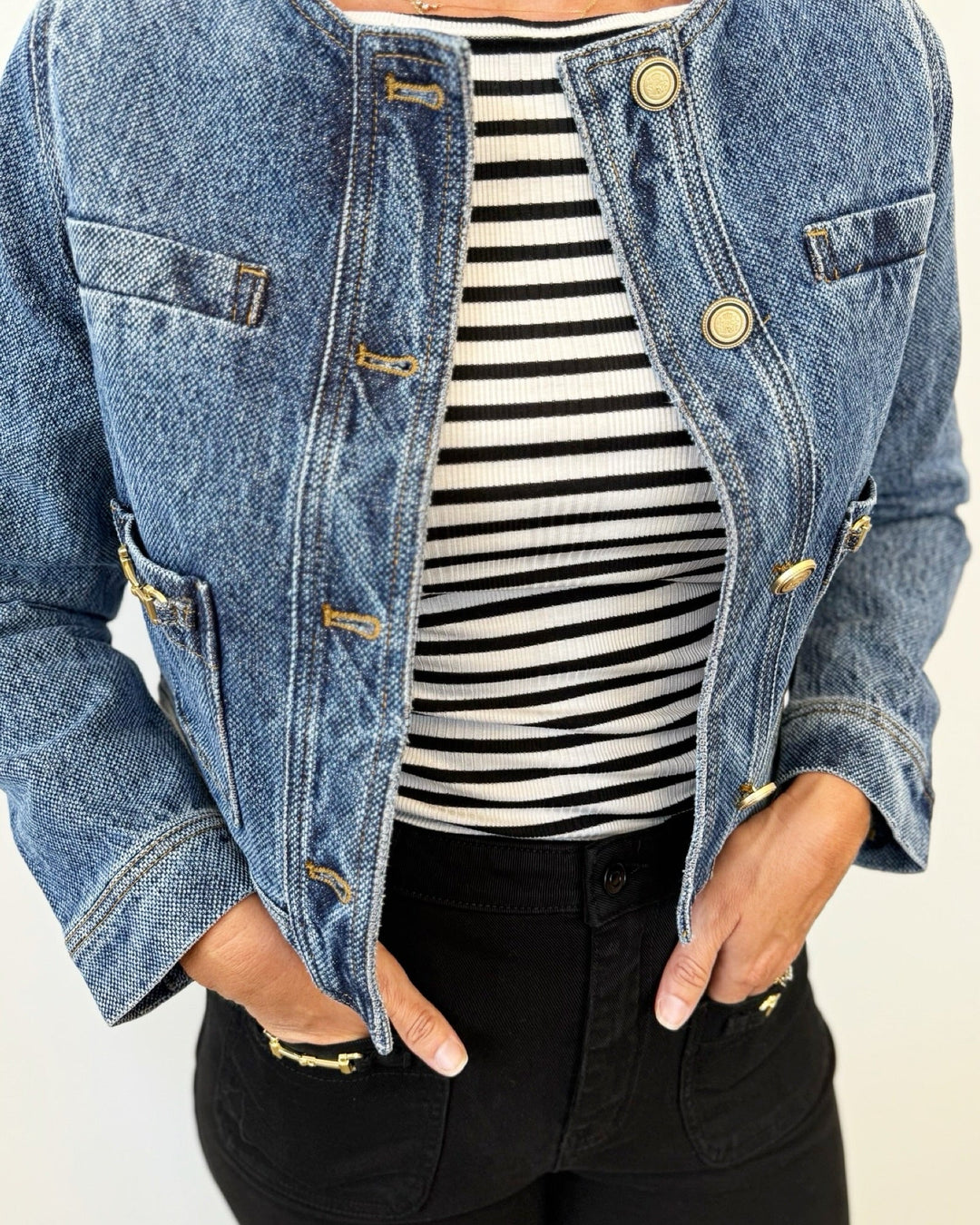 Trixie Denim Jacket with Gold HardwareDenim Jacket