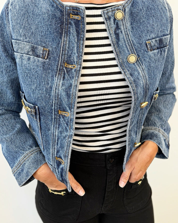 Trixie Denim Jacket with Gold HardwareDenim Jacket