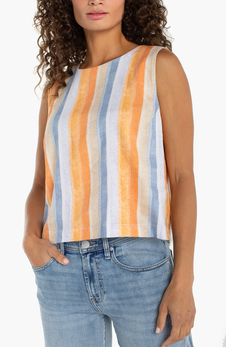 Liverpool Sleeveless Shell Top with Button Back