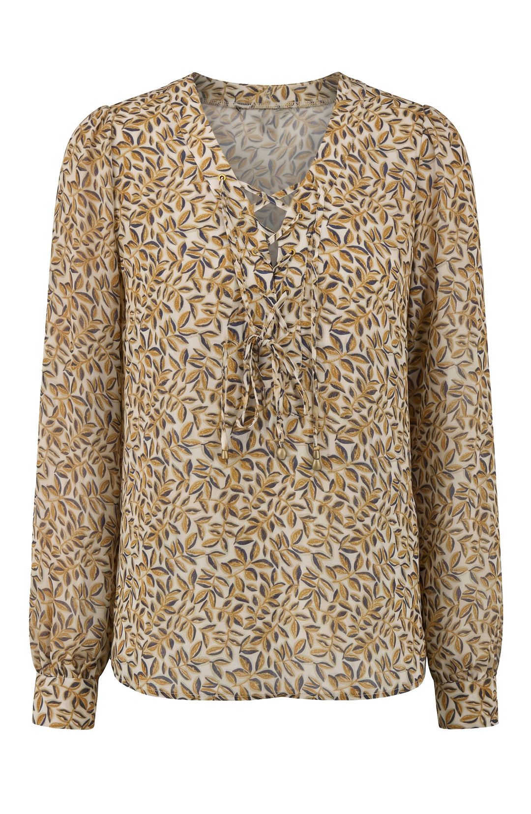 Liverpool Long Sleeve Lace Up Front Woven Blouse