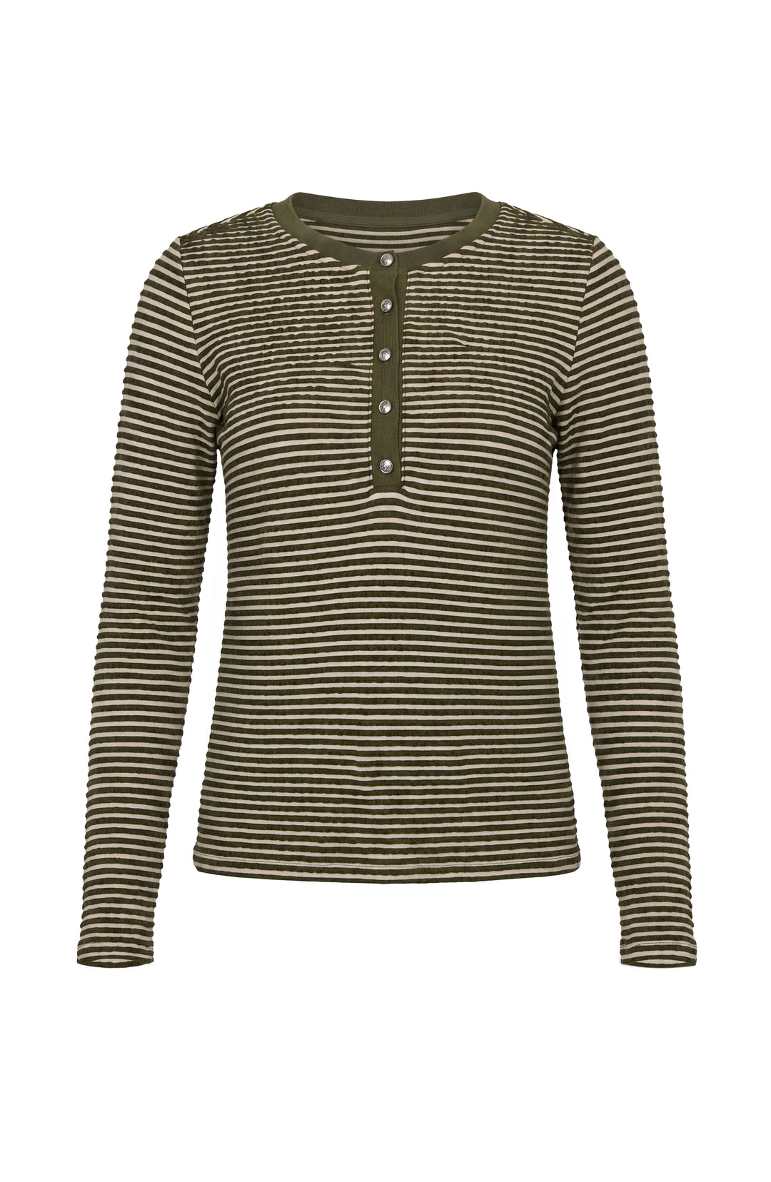 Liverpool Long Sleeve Knit Henley Top with Sweater Trim