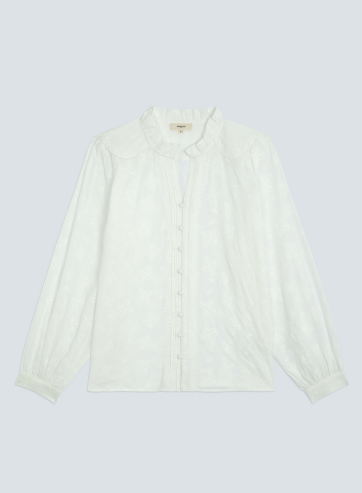 Ladji Split Neck Long Sleeve Blouse