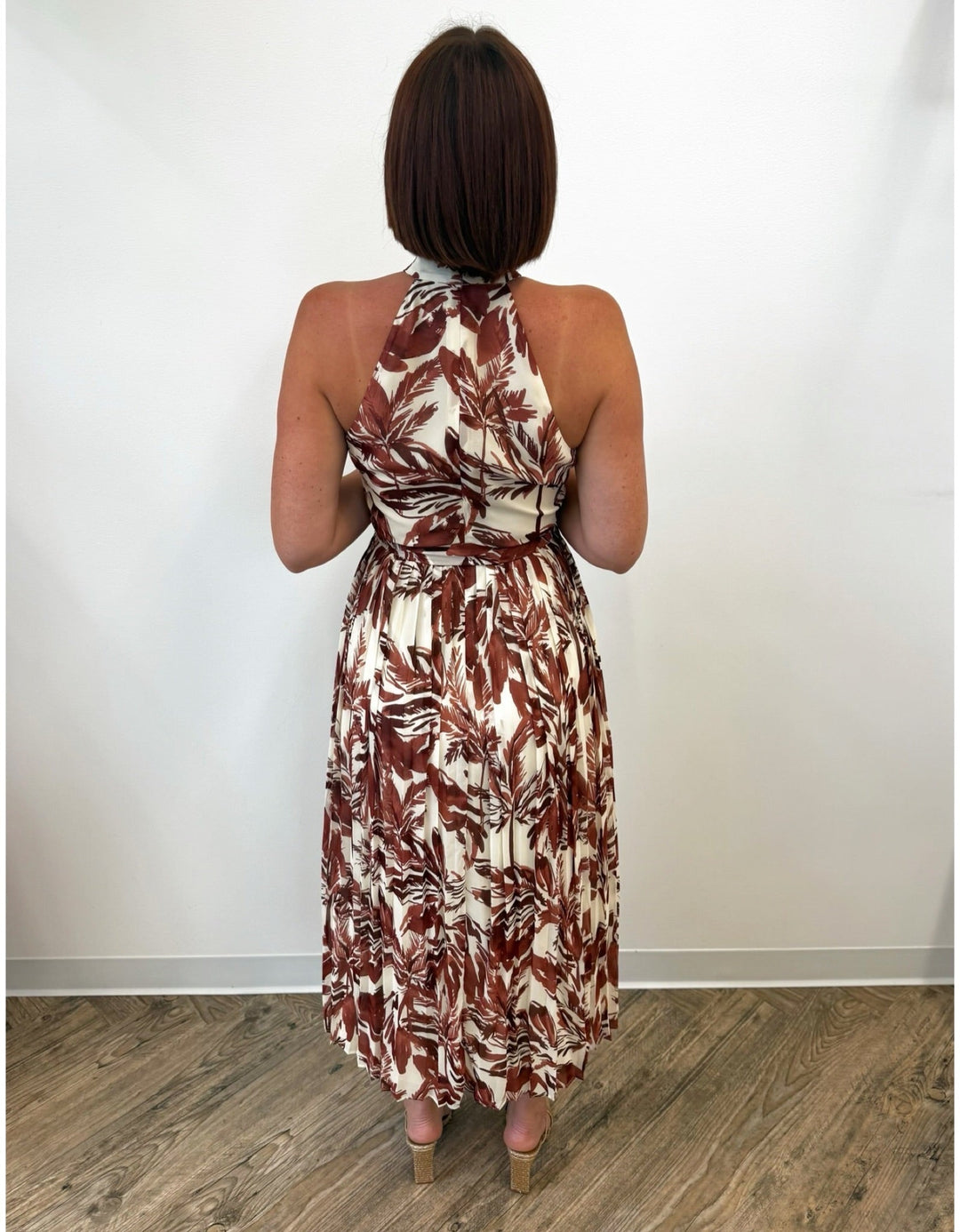 Valessi Printed Dress with Pleat Detailsdress
