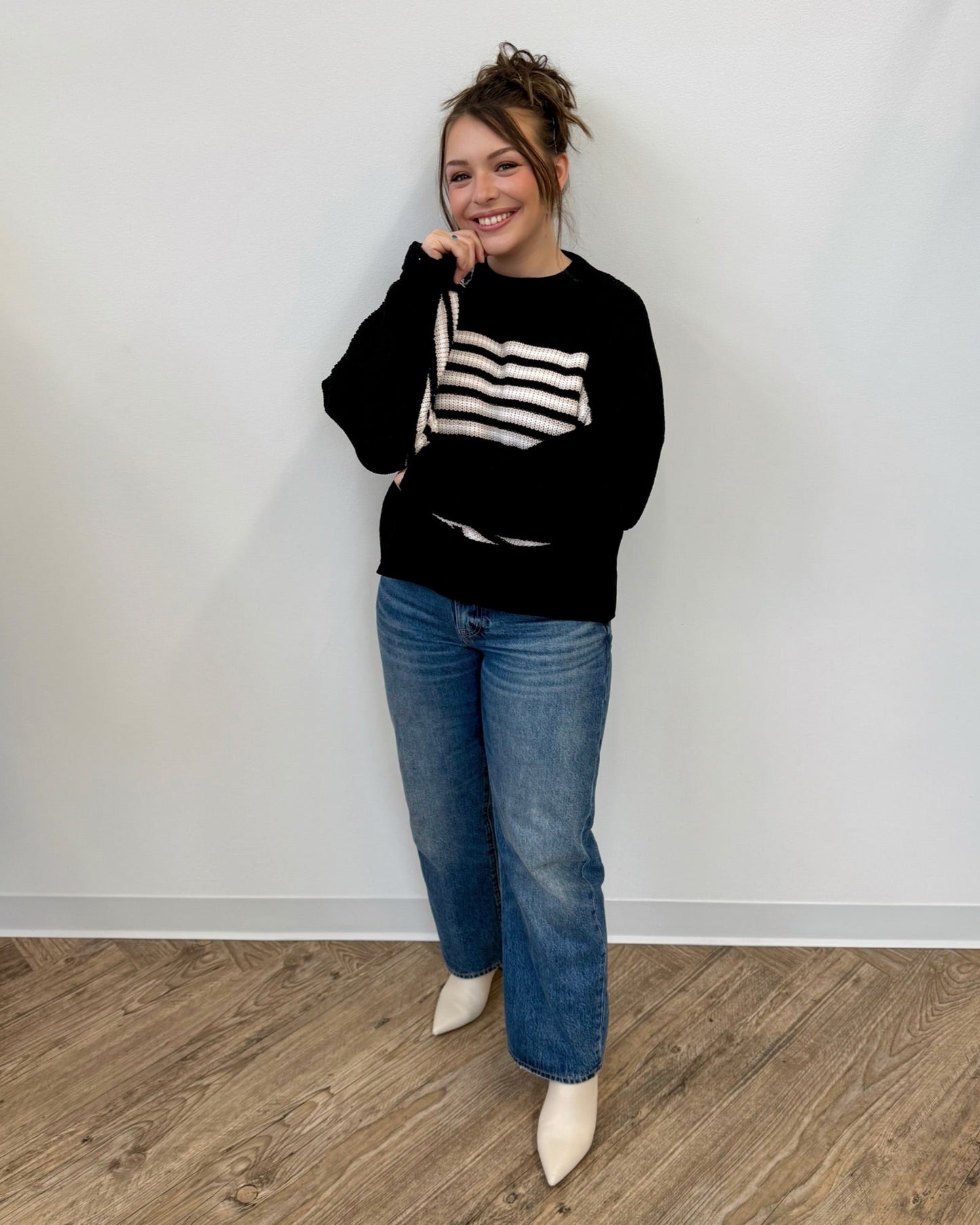 Violetta Long Sleeve Striped SweaterSweater