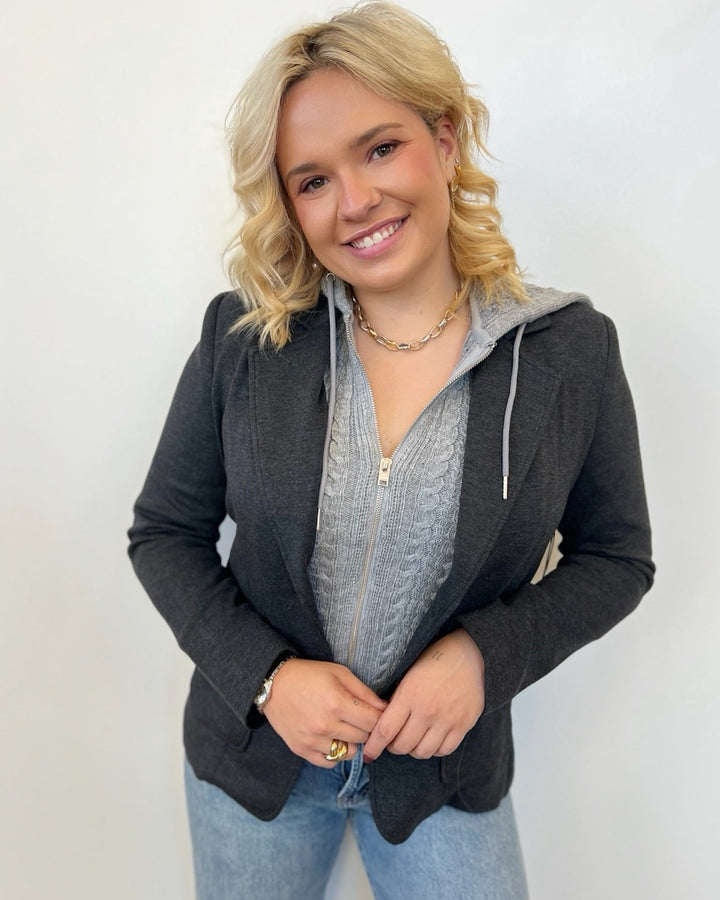 Wallace Knit Blazer with Cable Knit HoodBlazer