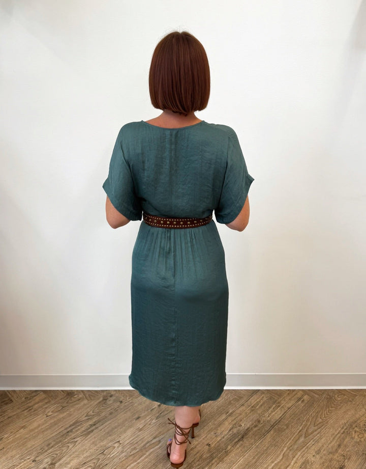 Weston Short Sleeve Ruched Midi DressDress