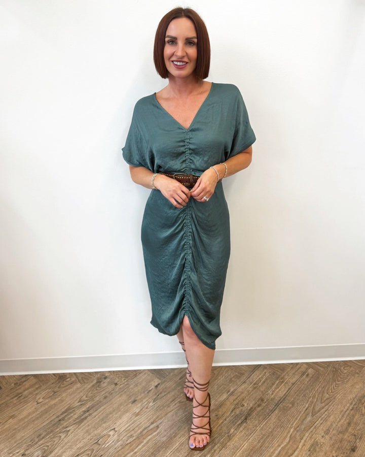 Weston Short Sleeve Ruched Midi DressDress