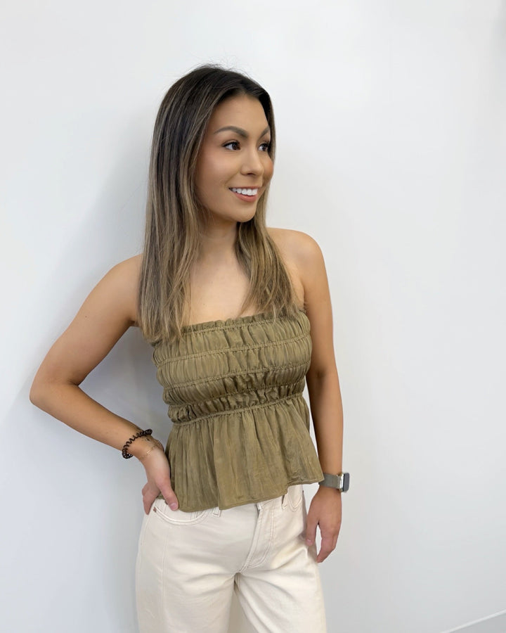 Wyatt Ruched Strapless Toptop