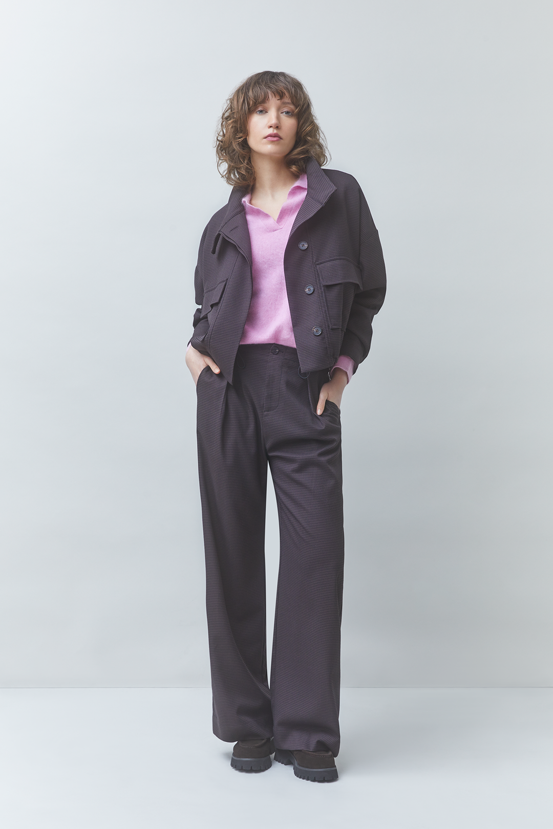Jet Wide Leg Checked Trouser