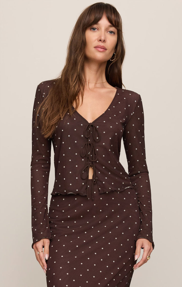 Z Supply Amara Polka Dot Mesh Toplong sleeve top