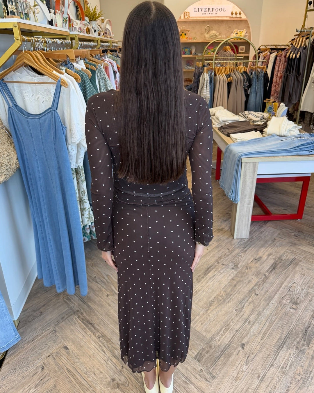 Z Supply Amara Polka Dot Mesh Toplong sleeve top