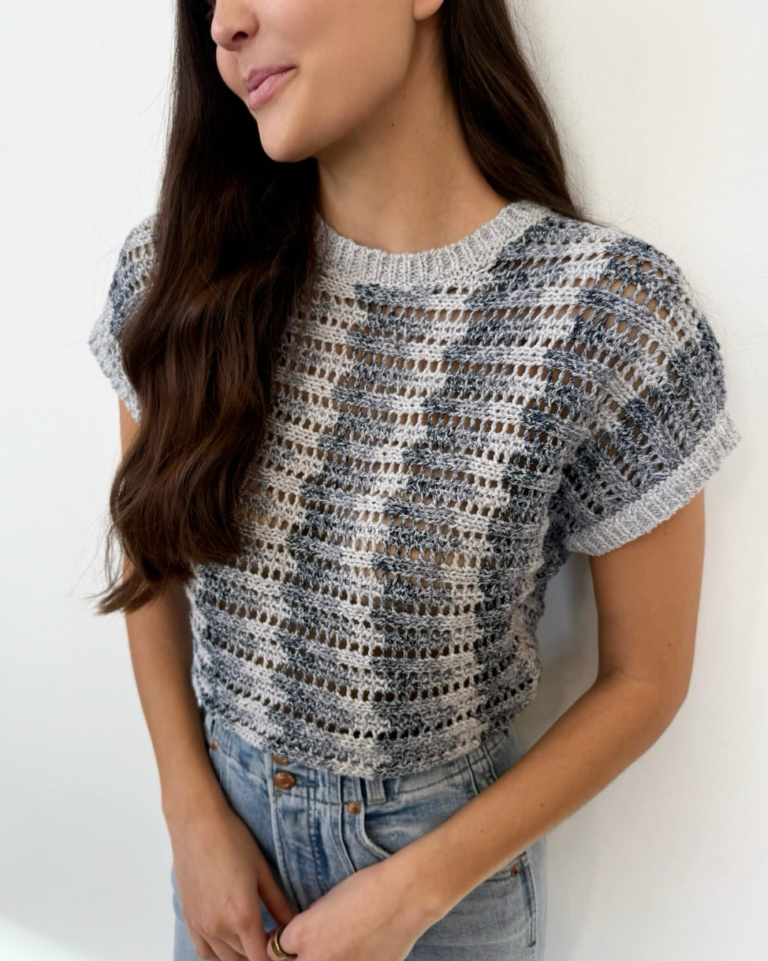 Z Supply Ballast Crochet Stripe Sweaterknit top