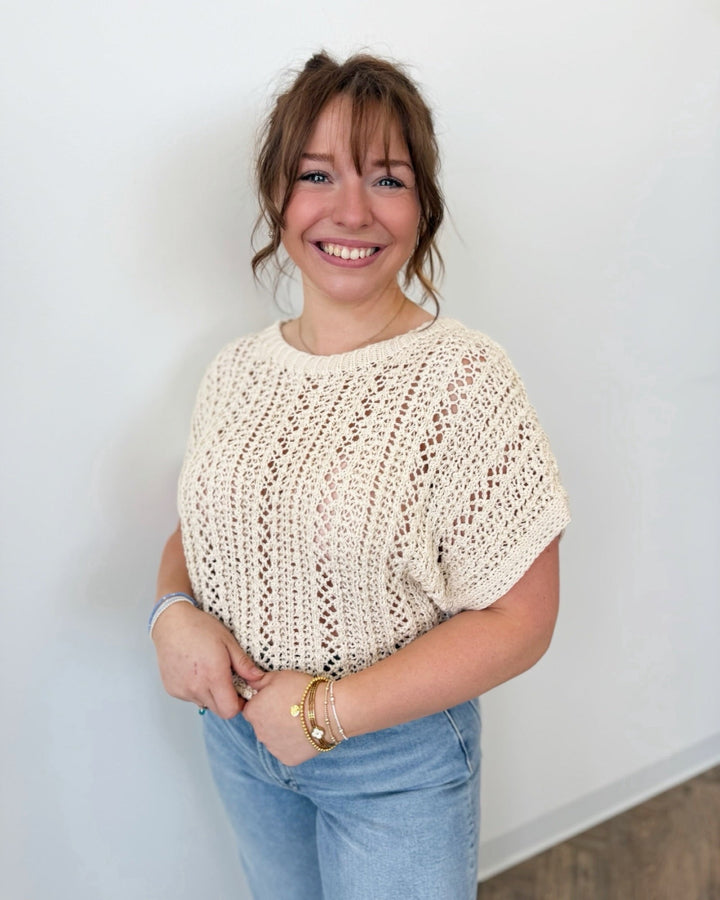 Z Supply Ballast Crochet Stripe Sweaterknit top