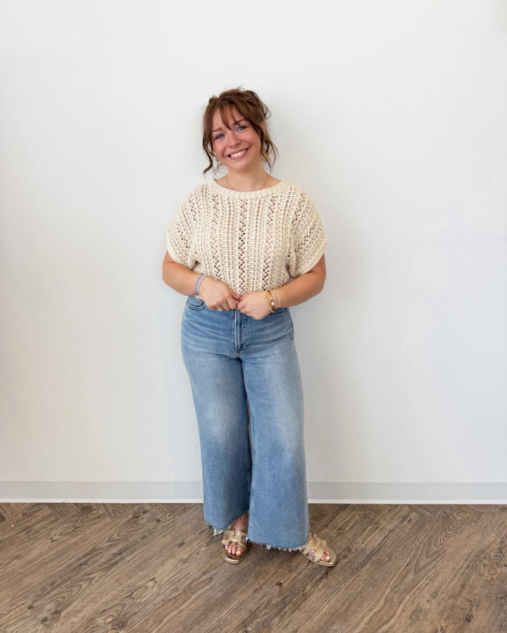 Z Supply Ballast Crochet Stripe Sweaterknit top