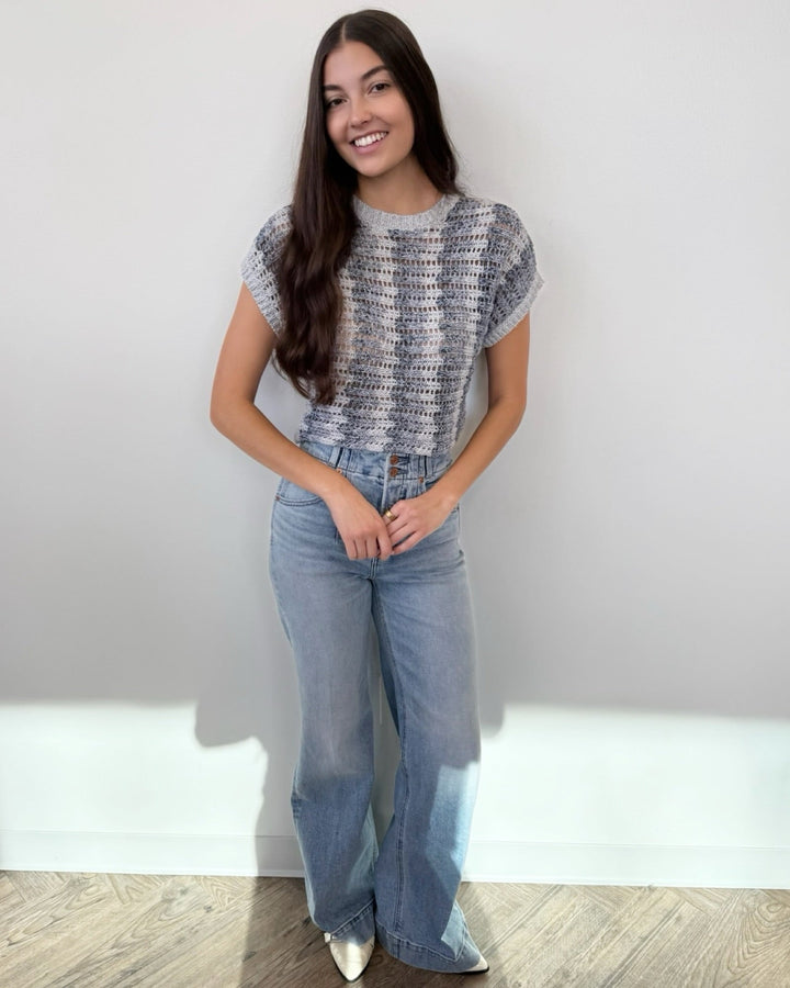 Z Supply Ballast Crochet Stripe Sweaterknit top