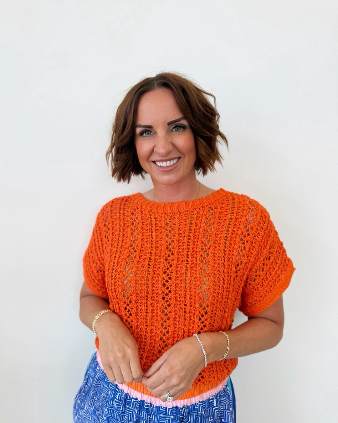Z Supply Ballast Crochet Stripe Sweaterknit top