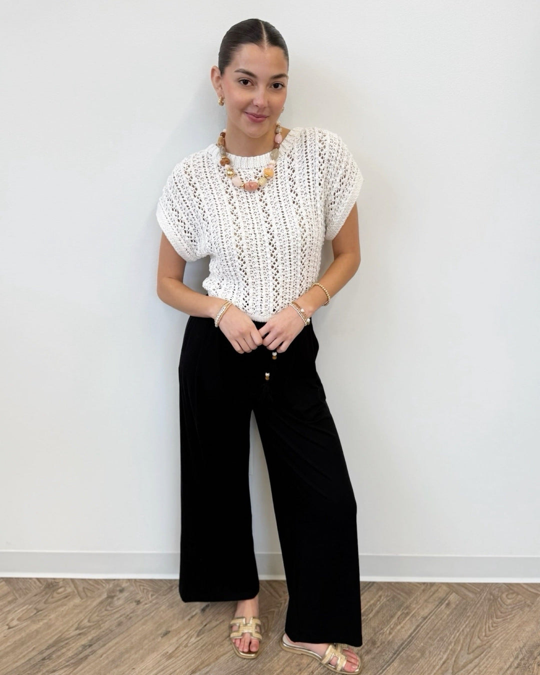 Z Supply Ballast Crochet Stripe Sweaterknit top