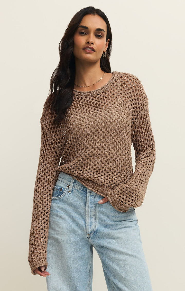 Z Supply Cala Shimmer Crochet Sweaterlong sleeve knit