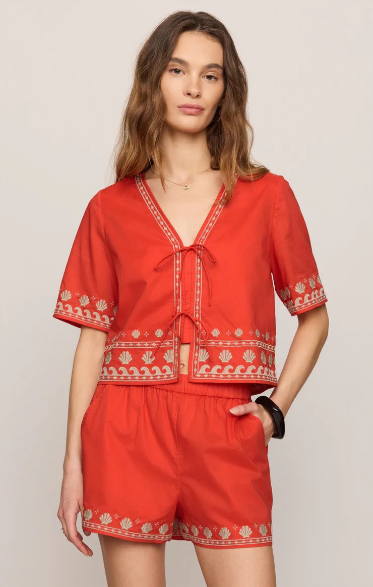 Z Supply Cast Of Waves Cropped Topshort sleeve top