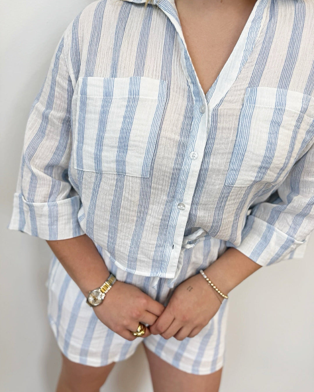 Z Supply Daylight Striped Airy Gauze Shortpull on short