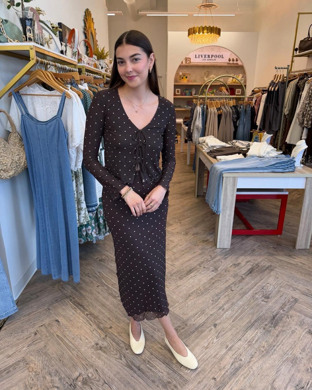 Z Supply Eda Polka Dot Mesh Midi Skirtmidi skirt