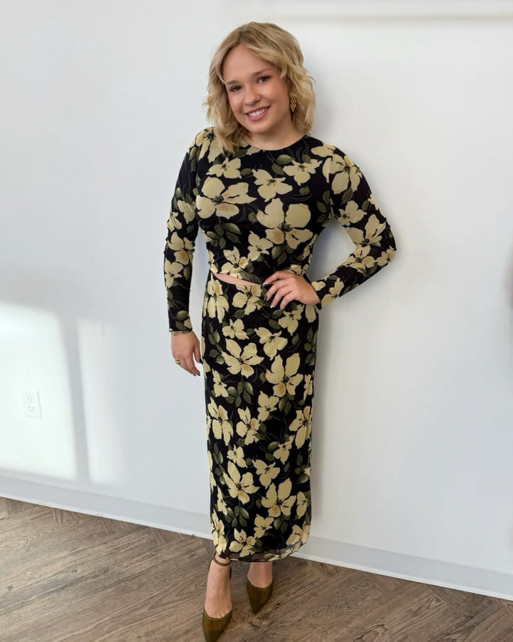 Z Supply Eda Ren Floral Mesh Maxi Skirtmaxi skirt