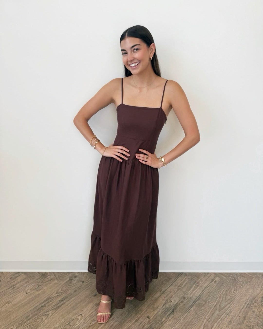 Z Supply Esti Embroidered Maxi Dress Chocolate Cherry / XS