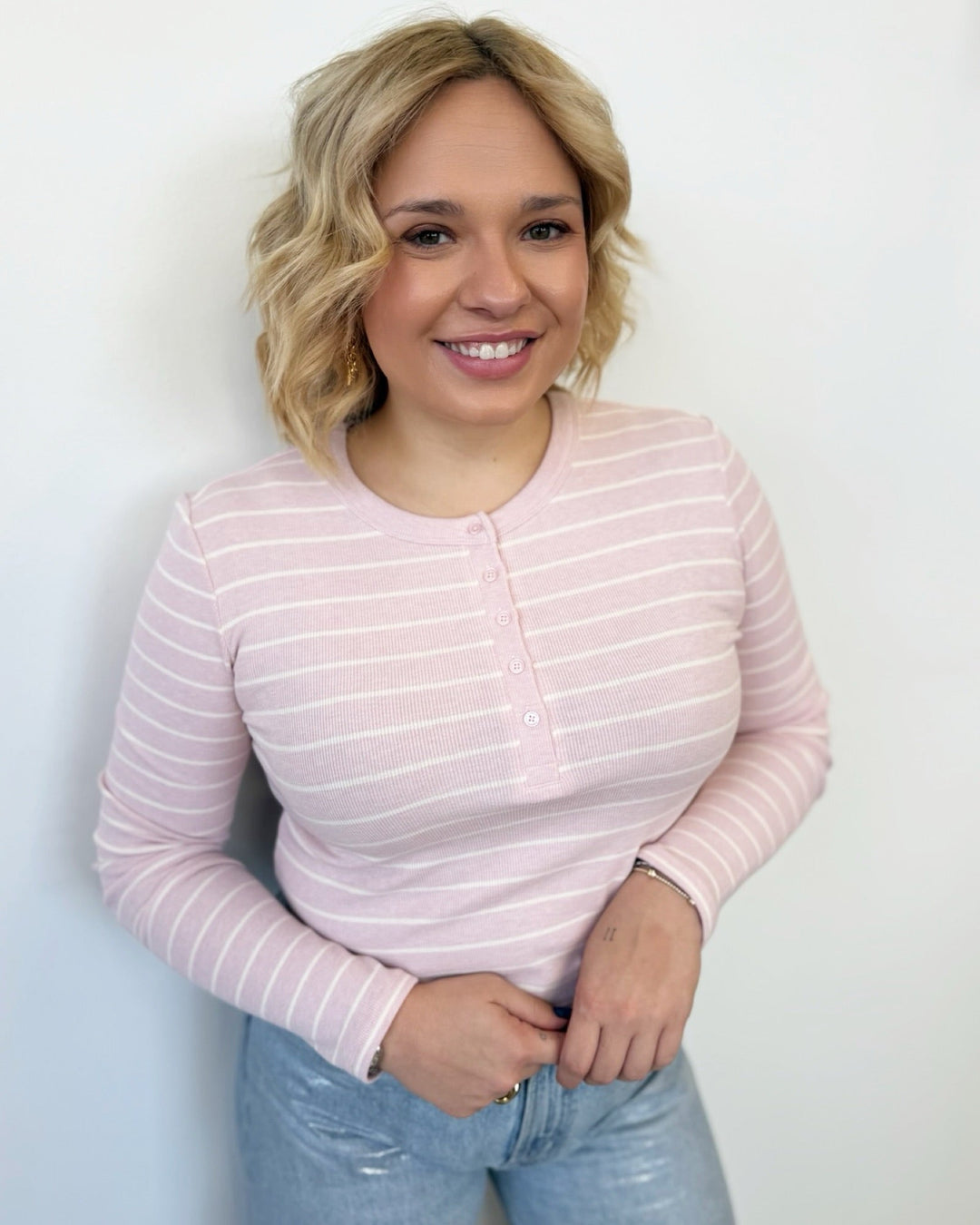 Z Supply Ferris Cropped Stripe Henley Toptop