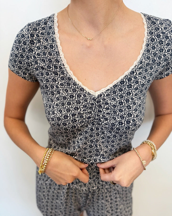 Z Supply Floral Short Sleeve Toplounge top