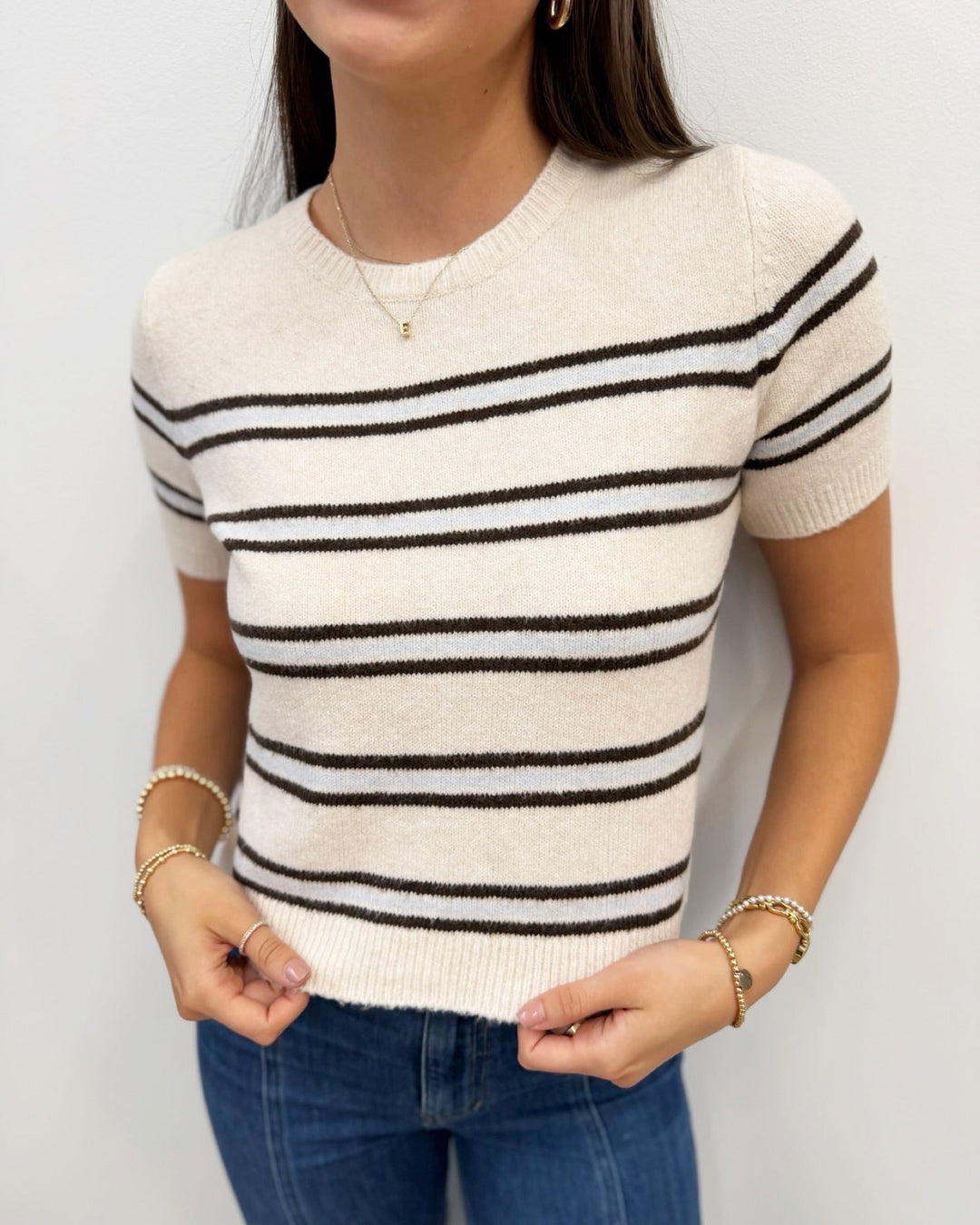Z Supply Gatewood Stripe Sweatershort sleeve knit