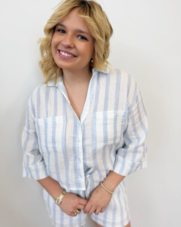 Z Supply Helena Striped Airy Gauze Button Downbutton down shirt
